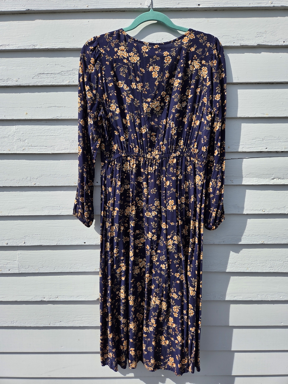Old Navy Navy Blue Dress with Orange Floral Print - Picture 3 of 9